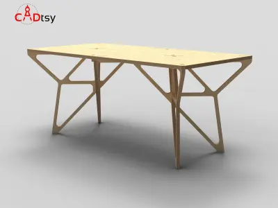 DXF File for CNC Router Cut Contemporary Plywood Dinner Table 3D model
