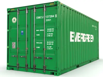 20 feet EVERGREEN standard shipping container 3D model
