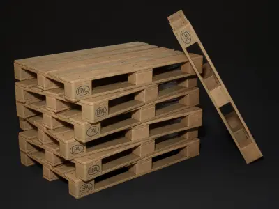 Wooden Pallet Low-poly 3D model 5