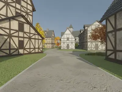 Autumn Village Aerial View 3D model