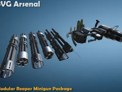 Modular Reaper Minigun Package - HQ Low-poly 3D model
