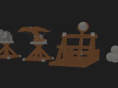 LowPoly Tower Defence Weapons Hand Painting Textures Free low-poly 3D model