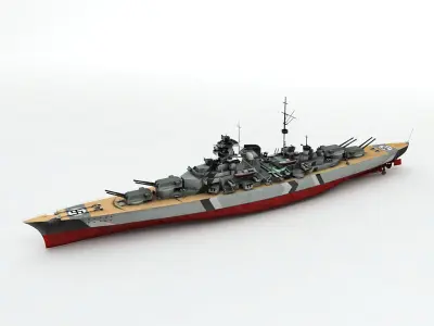 Military Battleship Bizmarck  3D model