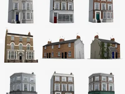 Realistic Old London House Collection 3D model