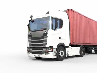 Truck and trailer generic Low-poly 3D model