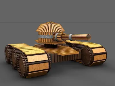LowPoly Animated Stick Tank Free low-poly 3D model