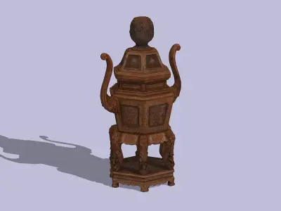 Ancient Chinese Incense Burner Low-poly 3D model