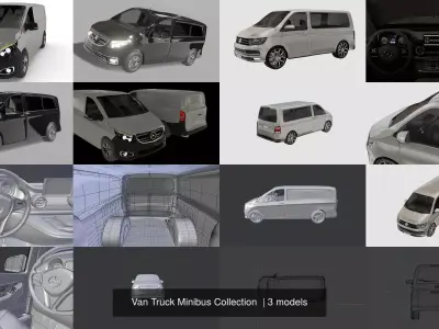 Van Truck Minibus Collection  3D Model Pack
