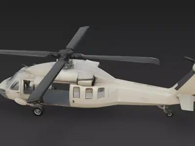 Realistic Military Utility Helicopter 3D Model Low-poly 3D model