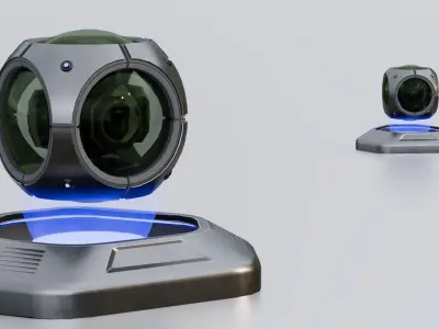 Sci-Fi Spherical Camera Low-poly 3D model