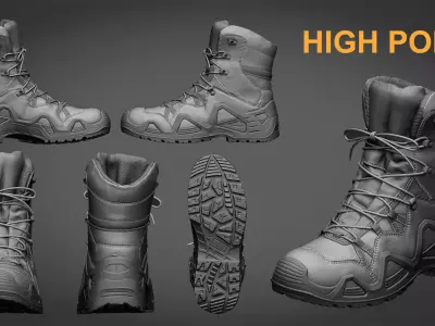 Photorealistic Boot Pack - 5 High-Quality Scanned Boots Low-poly 3D model