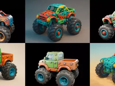 Monster Truck bundle 13 pack 100 glb 3D model