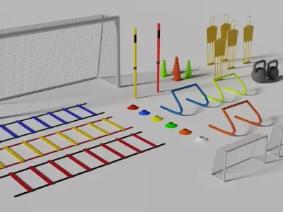 Football Training Equipments Low-poly 3D model
