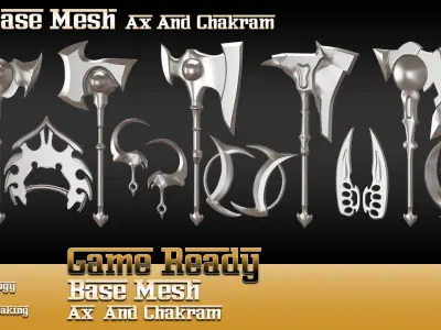 50 Base Mesh-vol1-Ax and Chakram --Game Ready -- 3D model