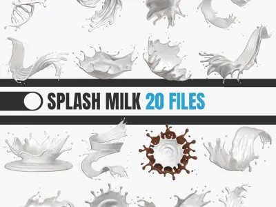  Splash Milk 20 Files 3D Model Collection 