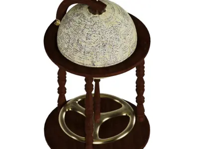 Vintage Globe Bar Cart 3D model