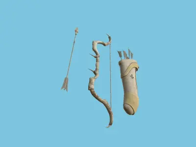 Archer Bow 02 Dragon Tooth - Quiver Fantasy Weaponry Low-poly 3D model