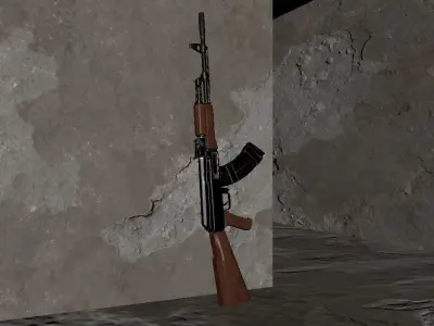 AK 47 Low-poly 3D model 5