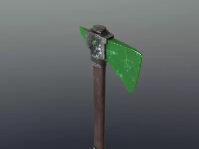 Axe - Emerald Low-poly 3D model