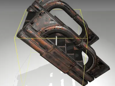 Futuristic Stairs - 3 - Rusty Textures Low-poly 3D model