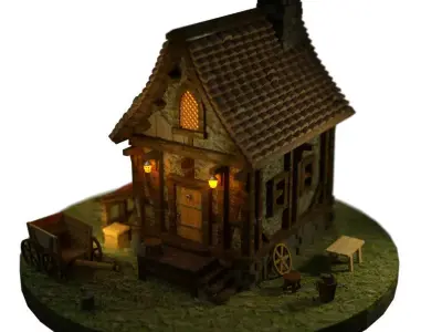 Epic Medieval House Low-poly 3D model