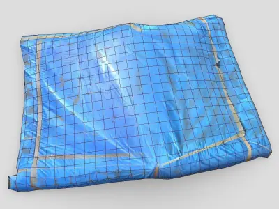 Folded Blue Tarp Low-poly 3D model