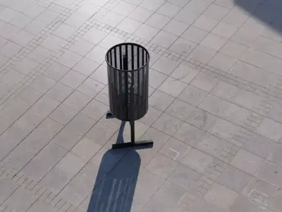 Outdoor Perforated Metal Trash Bin 05 Low-poly 3D model