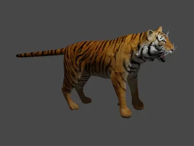 low poly metal tiger Low-poly 3D model