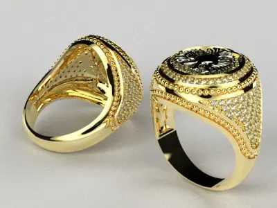 men ring 2 part double eagle r00102 3D print model