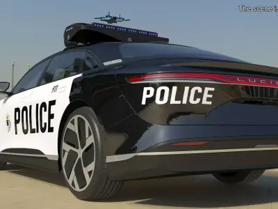 Lucid Air Police Car with Drone 3D model