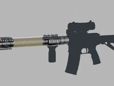Hogue Extended AR-15 Handguard Low-poly 3D model
