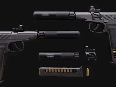Lowpoly Game-Ready Makarov-pm 4K PBR textures Model Free low-poly 3D model