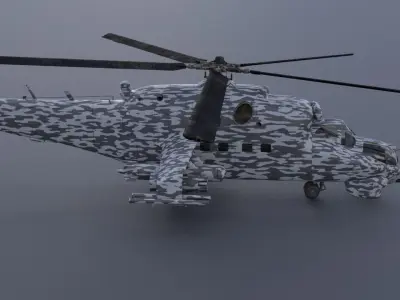  Highly detailed Mi24 combat helicopter 3D model