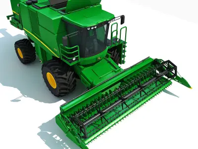 Green Combine Harvester 3D model