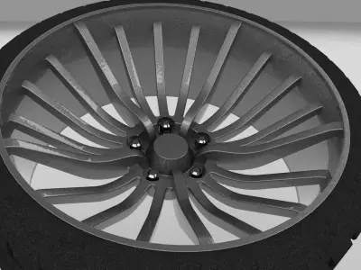 Car wheel 17 inch 20 rods 5 bolts 3D model