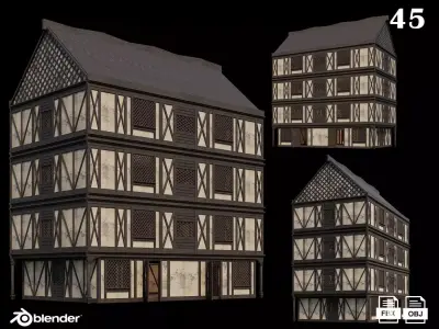 Medieval Houses 45- 4K Textures Game Ready Low-poly 3D model