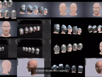 10 BASE HELMETS 3D Model Pack