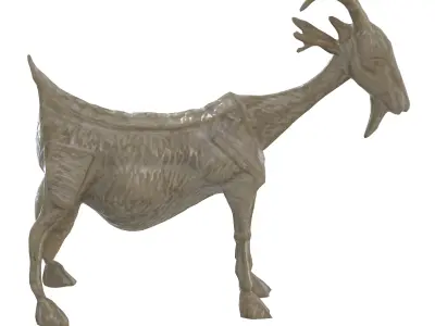 Ancient Goat marble statues Low-poly 3D model