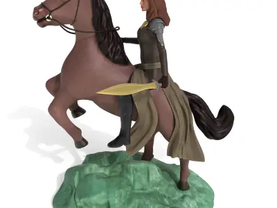 Warrior girl statue Low-poly 3D model