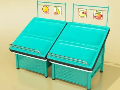 Fruits Stand Store Display Smoothable 3D model