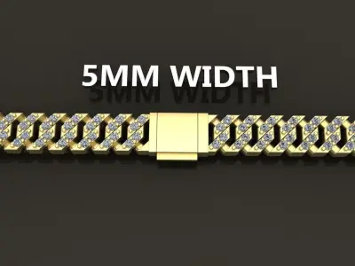 Cuban Diamond Chain Link Box Style 5MM WIDTH  3D print model