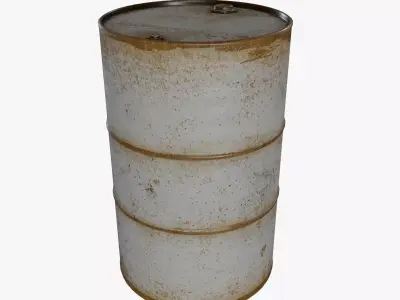 White Rusty Oil Drum Low-poly 3D model