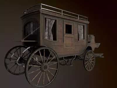 Stage Coach Low-poly 3D model
