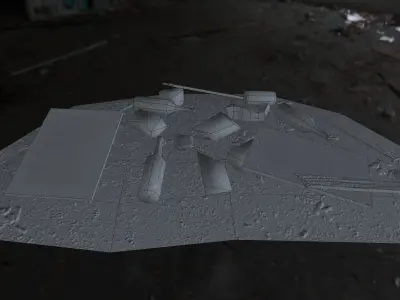 Garbage pile of papers on rock Low-poly 3D model