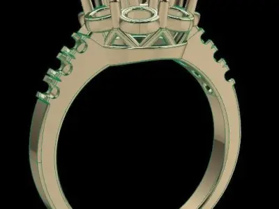 Dainty Halo Diamond Engagement Ring 3D print model