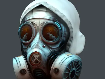 Gas mask helmet 3d model military combat fantasy cyborg Low-poly 3D model order