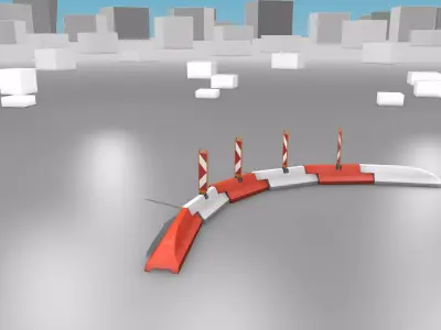 White and Red Road Traffic Barrier - Part 26 - Low-poly 3D model