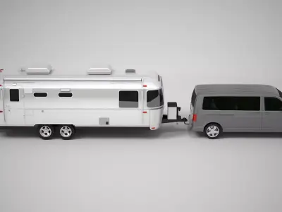 Airstream Land Yacht and Volkswagen Caravelle 3D model