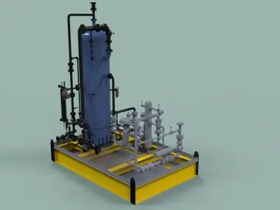 Fuel gas scrubber skid Free 3D model