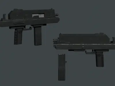Rigged Sci-Fi Submachine Gun Free 3D model